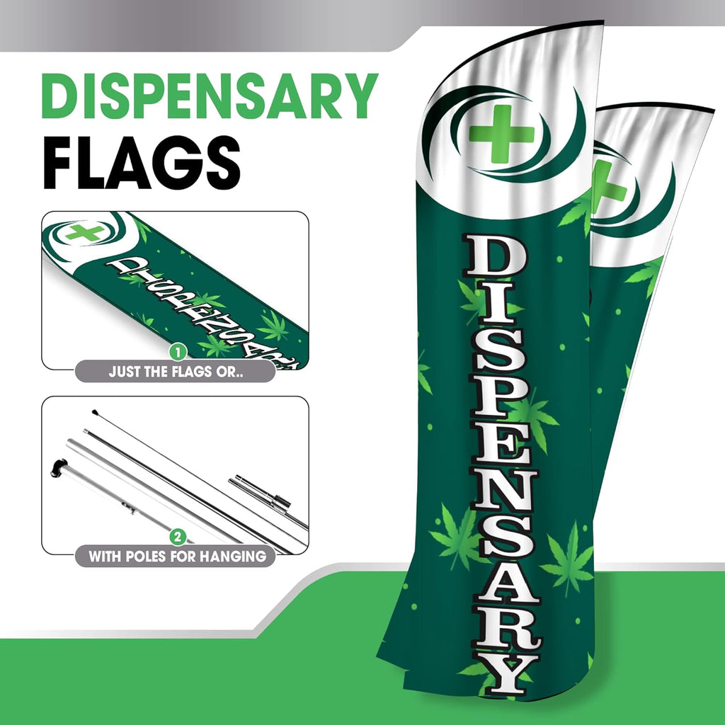 Dispensary Windless Flag And Pole Assembly Kit For Businesses And Events