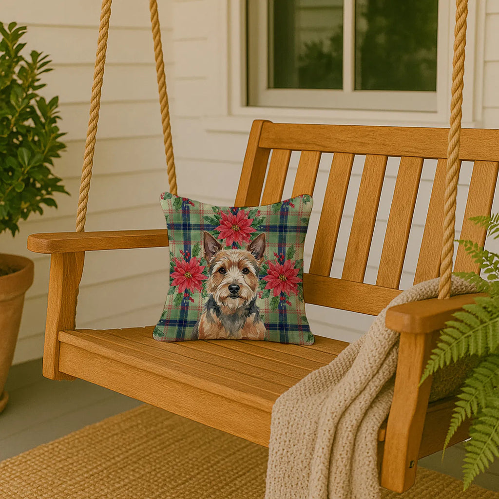 Norwich Terrier Christmas Poinsettias Throw Pillow Decorative Indoor