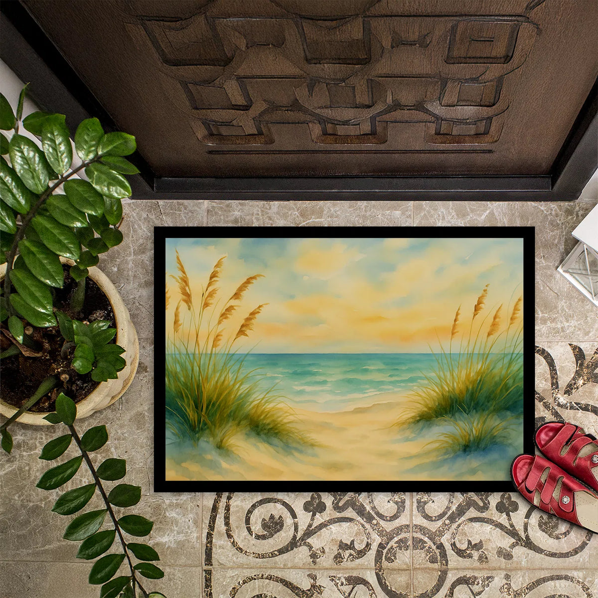 Beach Quiet Morning On The Dunes Doormat Front Door Mat Indoor Outdoor