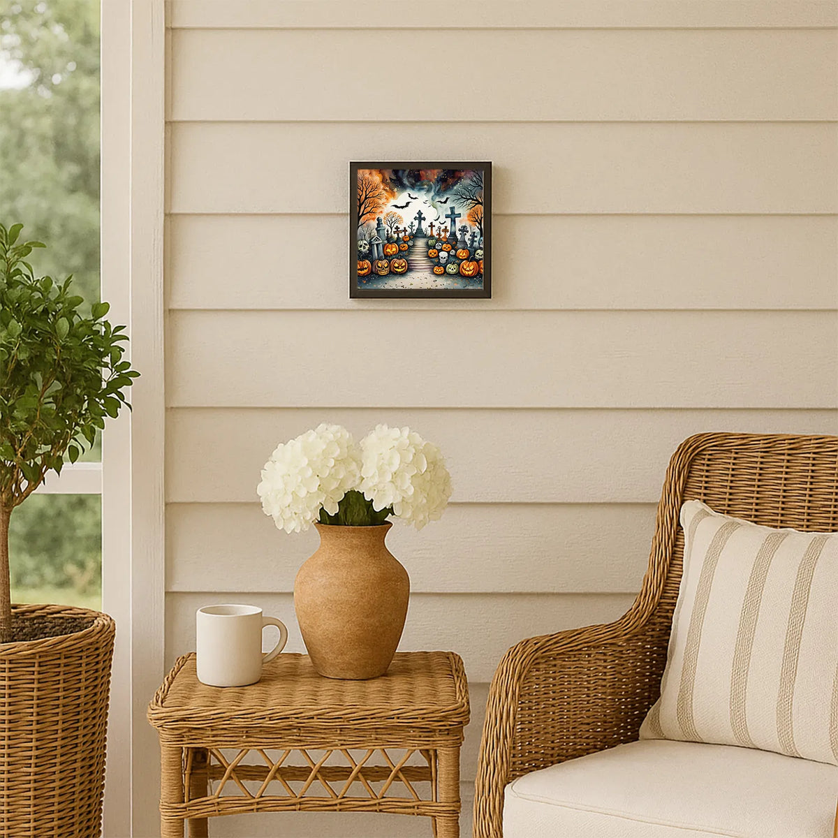 Day Of The Dead Spooky Halloween Framed Metal Print Bathroom, Kitchen