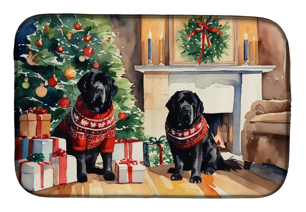 Tibetan Mastiff Cozy Christmas Dish Drying Mat Absorbent Dish Drying