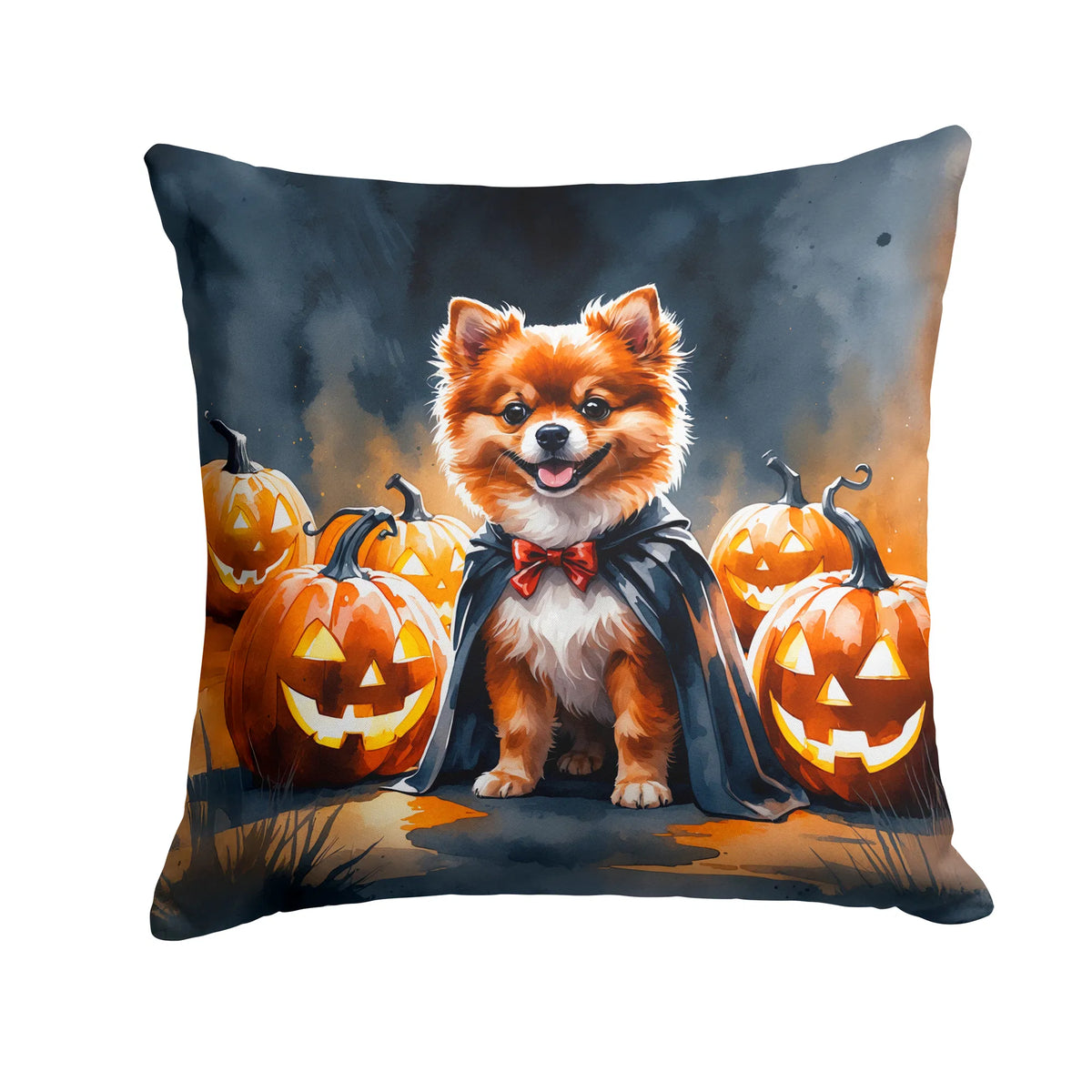 Pomeranian Puppy Halloween Throw Pillow Machine Washable, Indoor