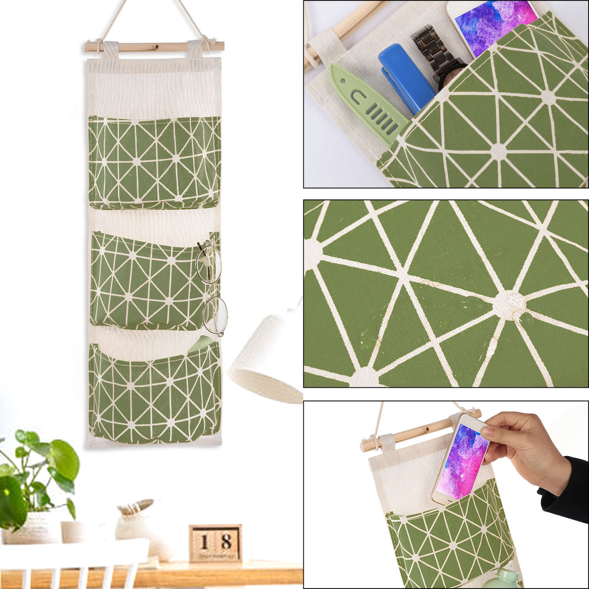 1Pc Wall Mounted Storage Bag Door Closet Hanging Storage Bag Organizer