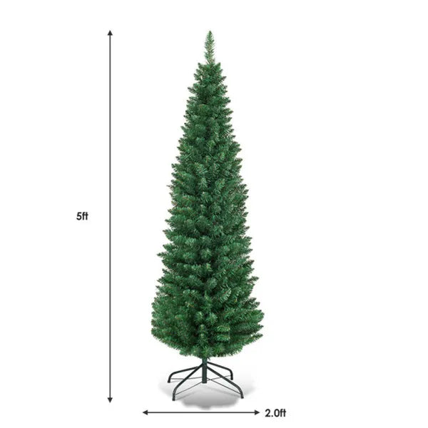 5ft Slim Pencil Christmas Tree - Space-saving Design For Small Corners