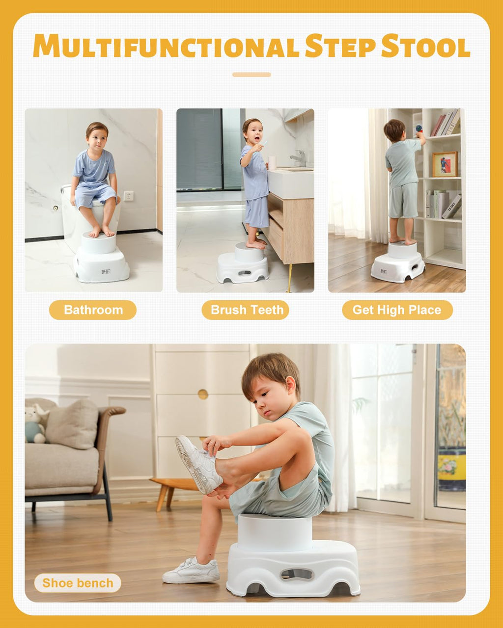 Padded 2-Step Stool, 2-Step Footstool - Step Stool Non-slip, Portable