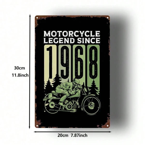 1pc Vintage Motorcycle Legend 1968 Metal Sign, Retro 2D Flat Wall Decor