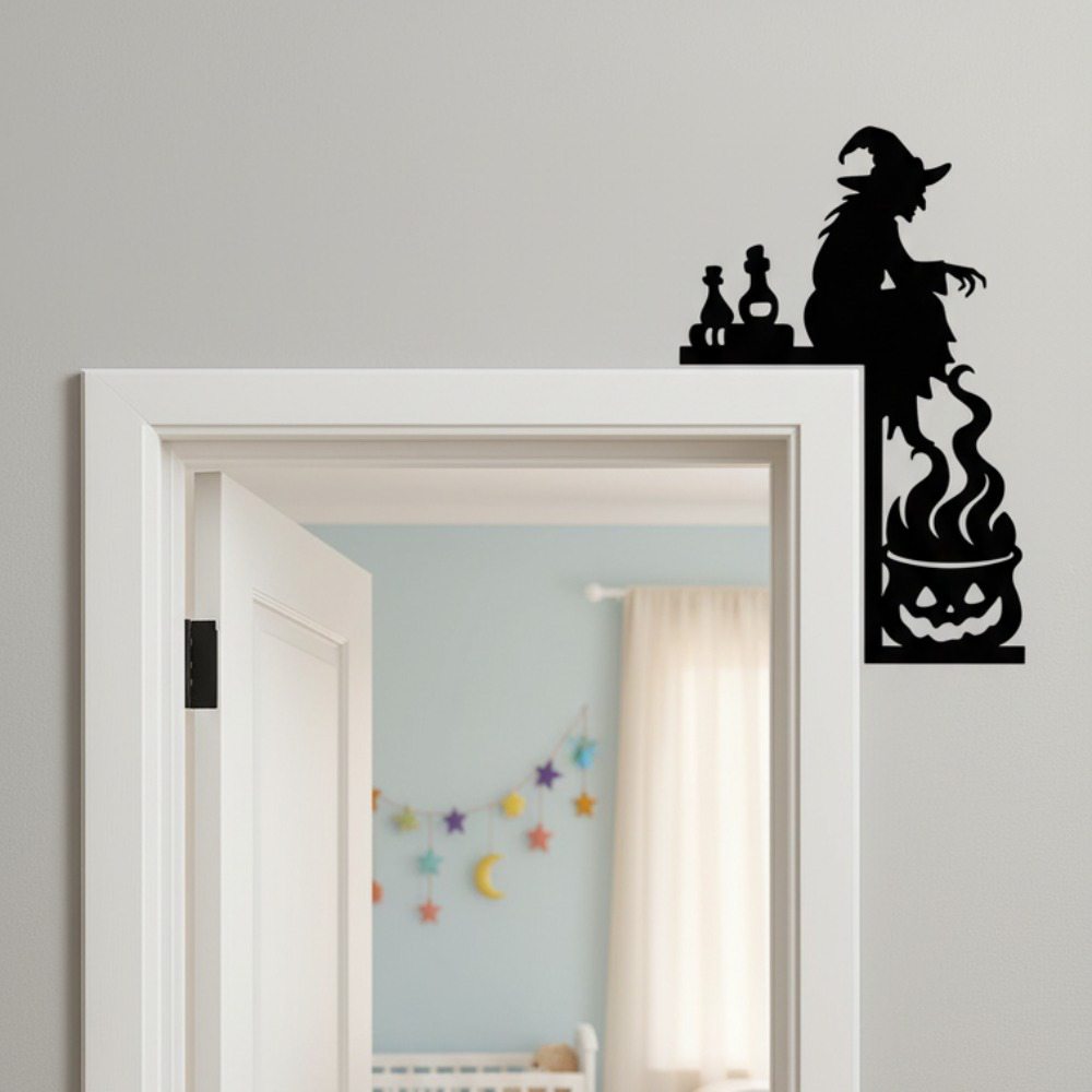 Gothic Cast Iron Cauldron Door Hanger Spooky Halloween Front Door Wall