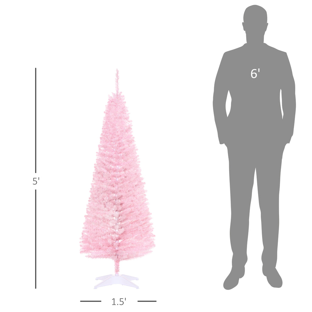 5' Artificial Pencil Christmas Tree, Slim Xmas Tree With 294 Realistic
