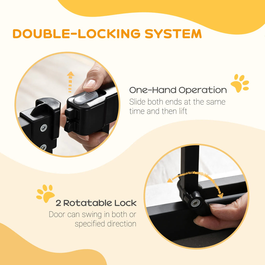 Extra Tall Dog Gate With Door, Pressure Fit, Auto Close, Double Locking