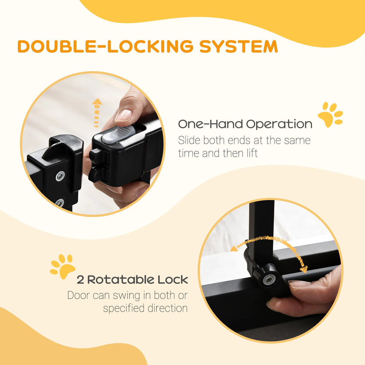 Extra Tall Dog Gate With Door, Pressure Fit, Auto Close, Double Locking