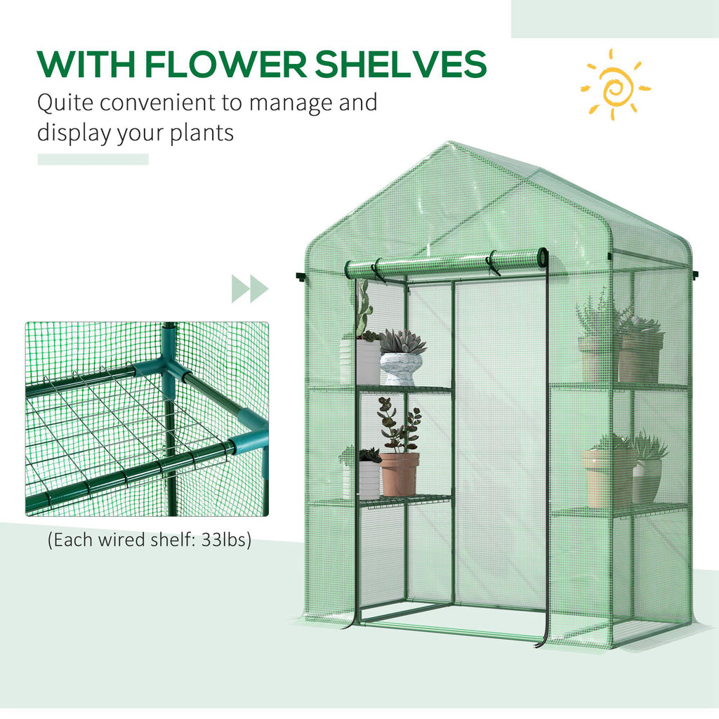56" X 29" X 77" Walk-in Greenhouse, Garden House With 3 Tier Shleves