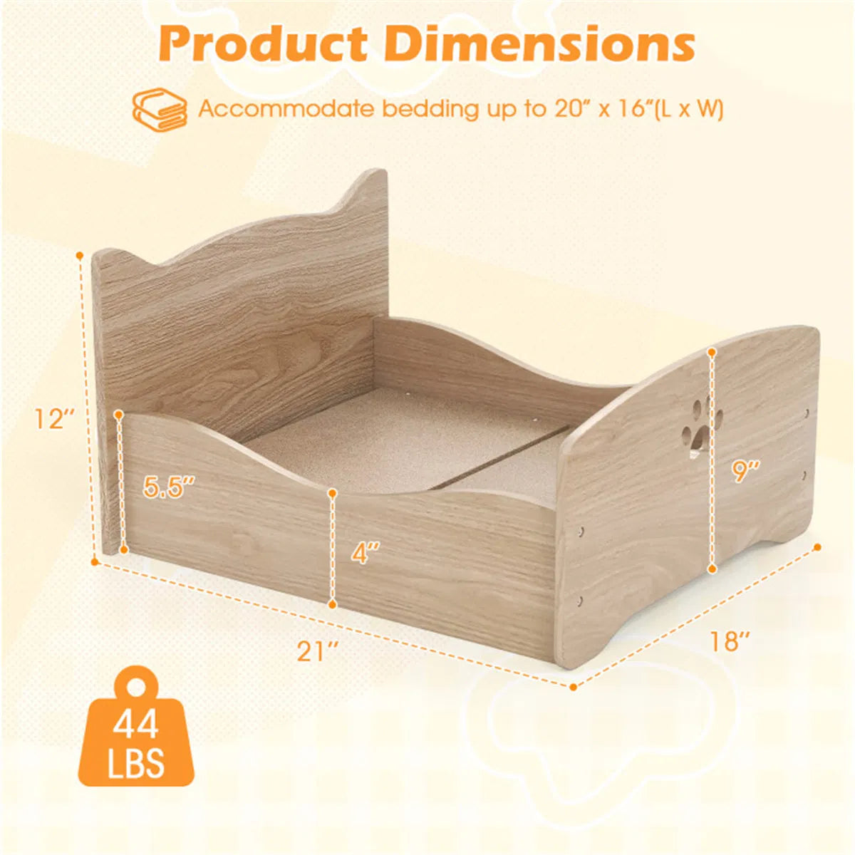 Elevated Pet Bed Frame 21" X 18" X 20"
