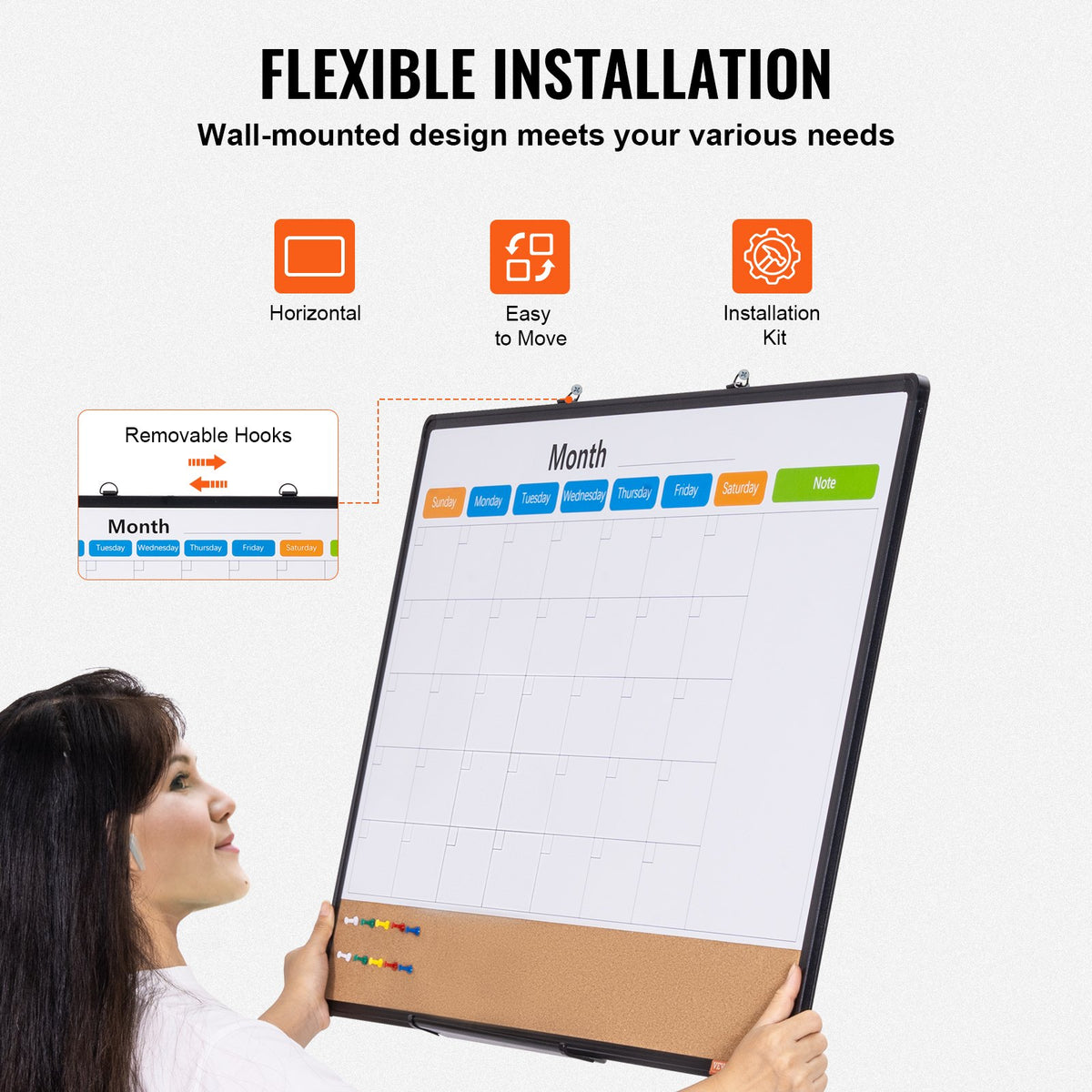 36'x 24' Monthly Calendar Whiteboard & Cork Board Combo With Aluminum