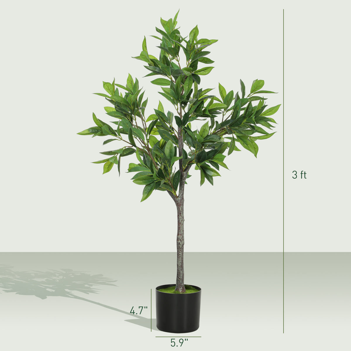 Potted Fake Plant, Lifelike Laurel Artificial Tree With 345 PEVA Leaves