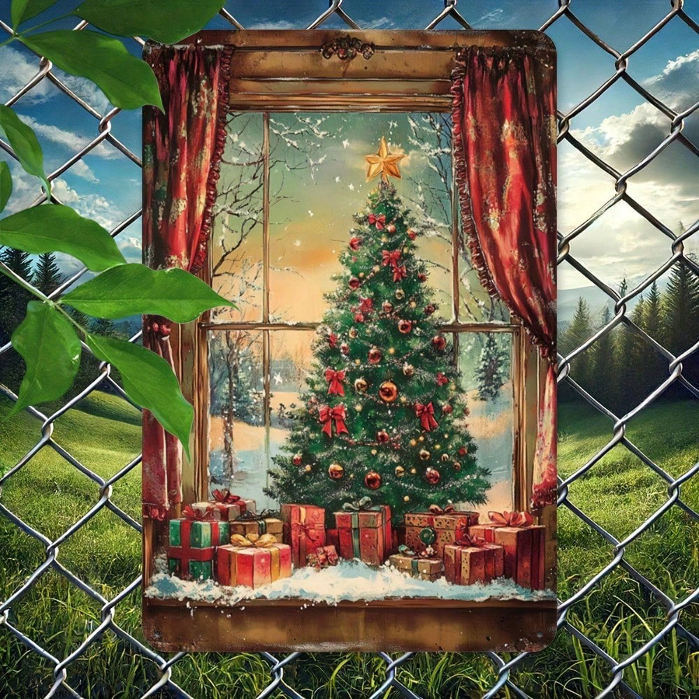 Vintage Christmas Metal Wall Art, Wrought Iron Pre-drilled Holiday