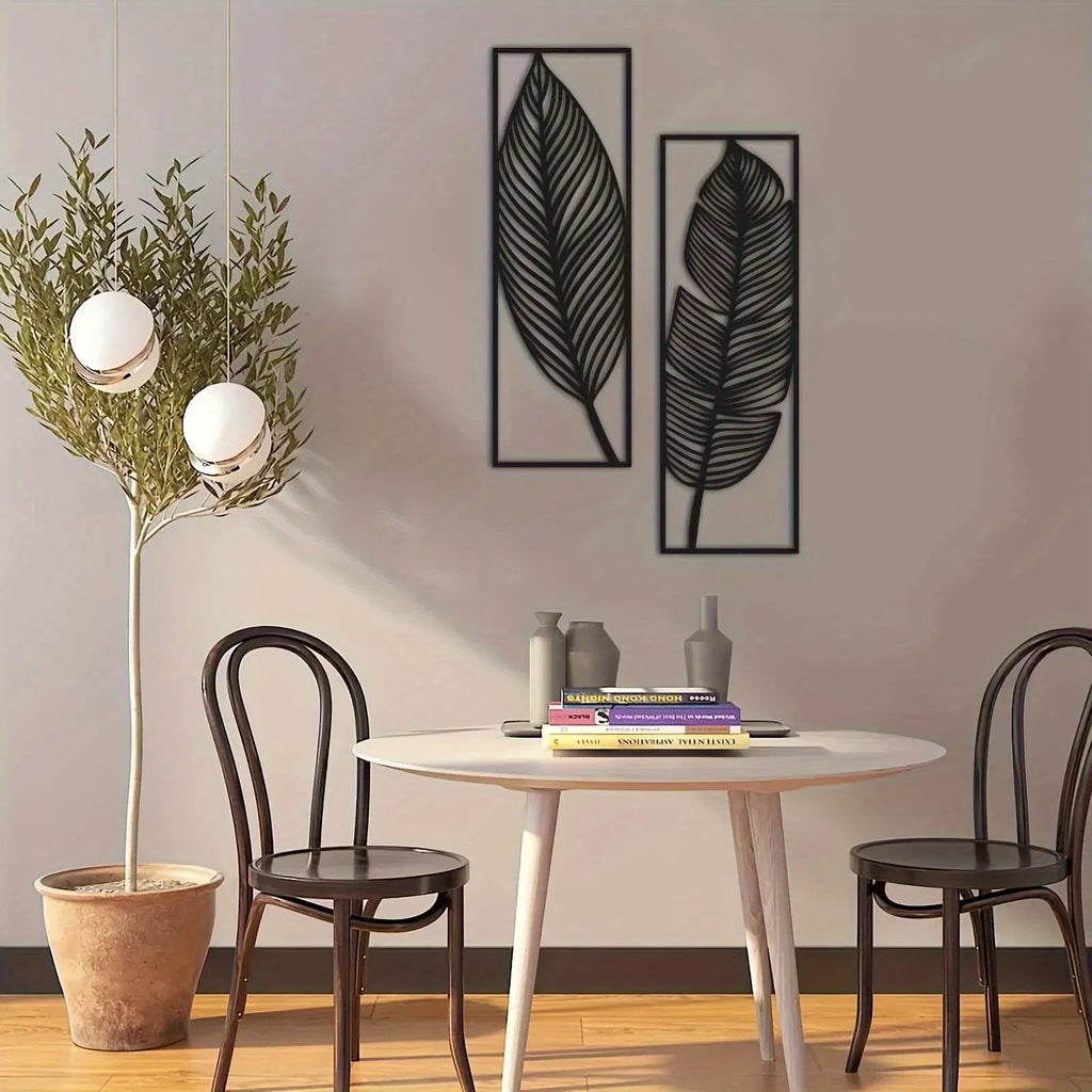 Vintage Botanical Iron Wall Art Set Tropical Leaves Floral Printed Wall