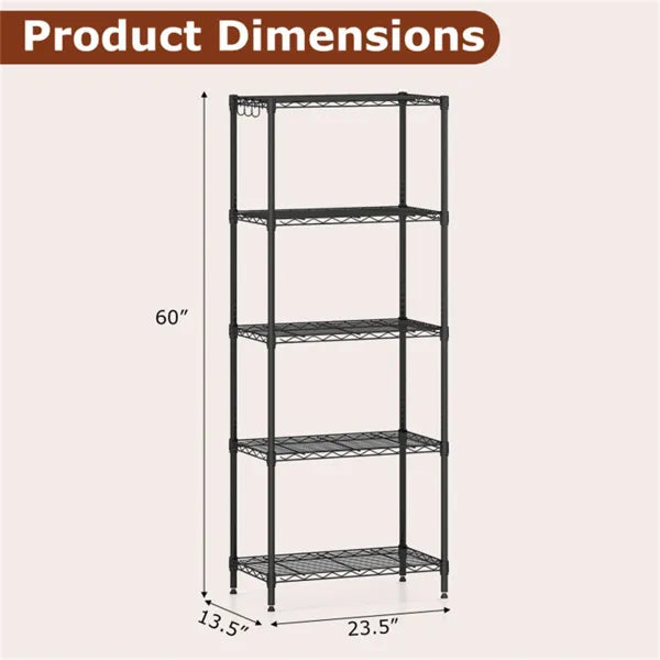 5-Tier Heavy-duty Metal Wire Shelving, 750 LBS Total Load