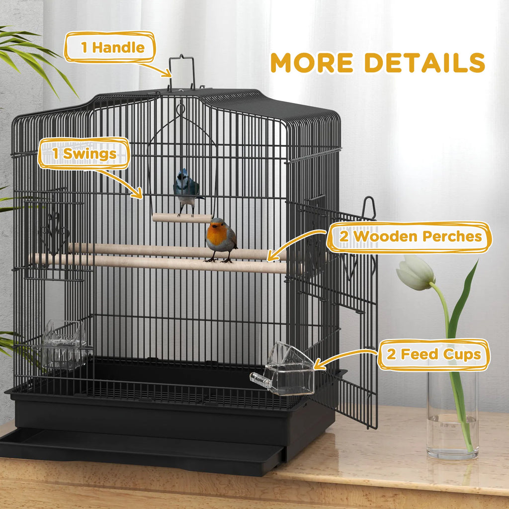 23" Bird Cage, Finches Canaries, Parrot Cage With Doors Perches, 2