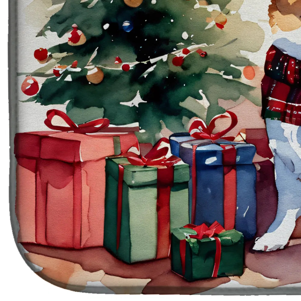 Corgi Cozy Christmas Dish Drying Mat Absorbent Dish Drying Mat Pad