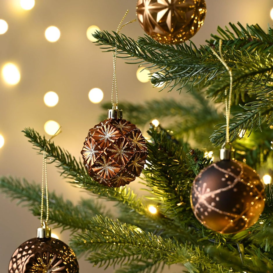 Fall Ornaments For Christmas Trees, 16ct Bronze Copper Brown Gold