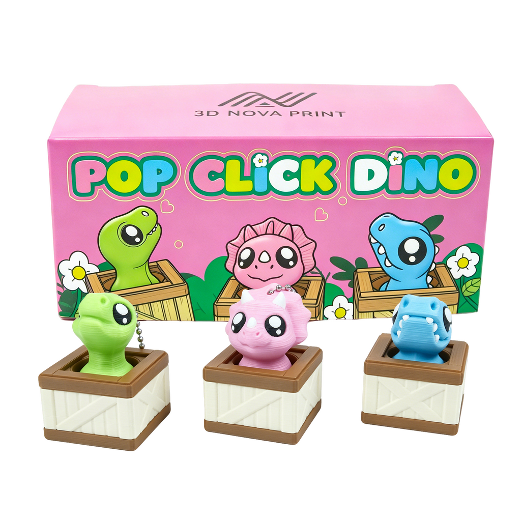 3PCS Dinosaur Clicker Set, 3D Printed Mini Dino Fidget Clickers