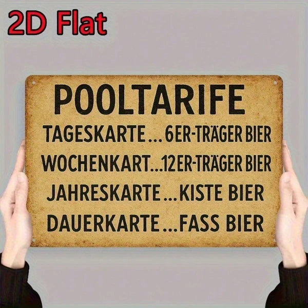 1PC Vintage German Style Pool Rules Tin Sign, Rustic Waterproof