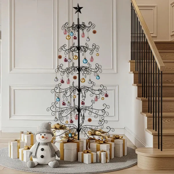 6ft Wrought Iron Christmas Tree, Metal Ornament Display Tree Stand
