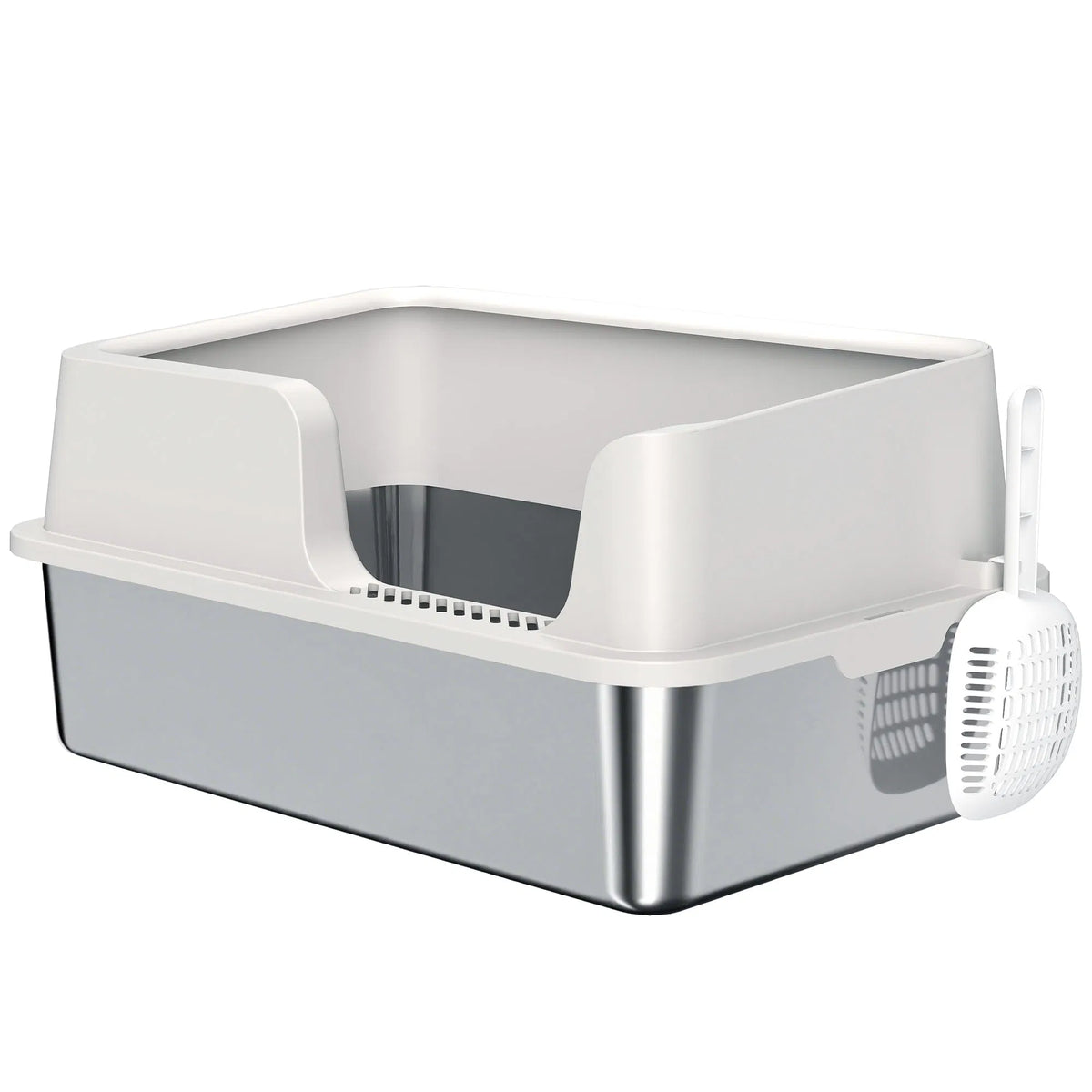 Stainless Steel Cat Litter Box With Lid With Scoop, High Sided