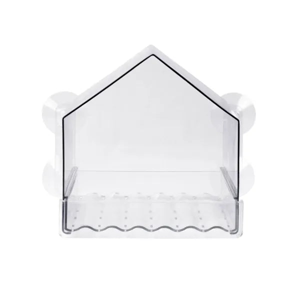 2 Cup Clear View Plastic Window Bird Feeder 6.75": Suction Cup Mount