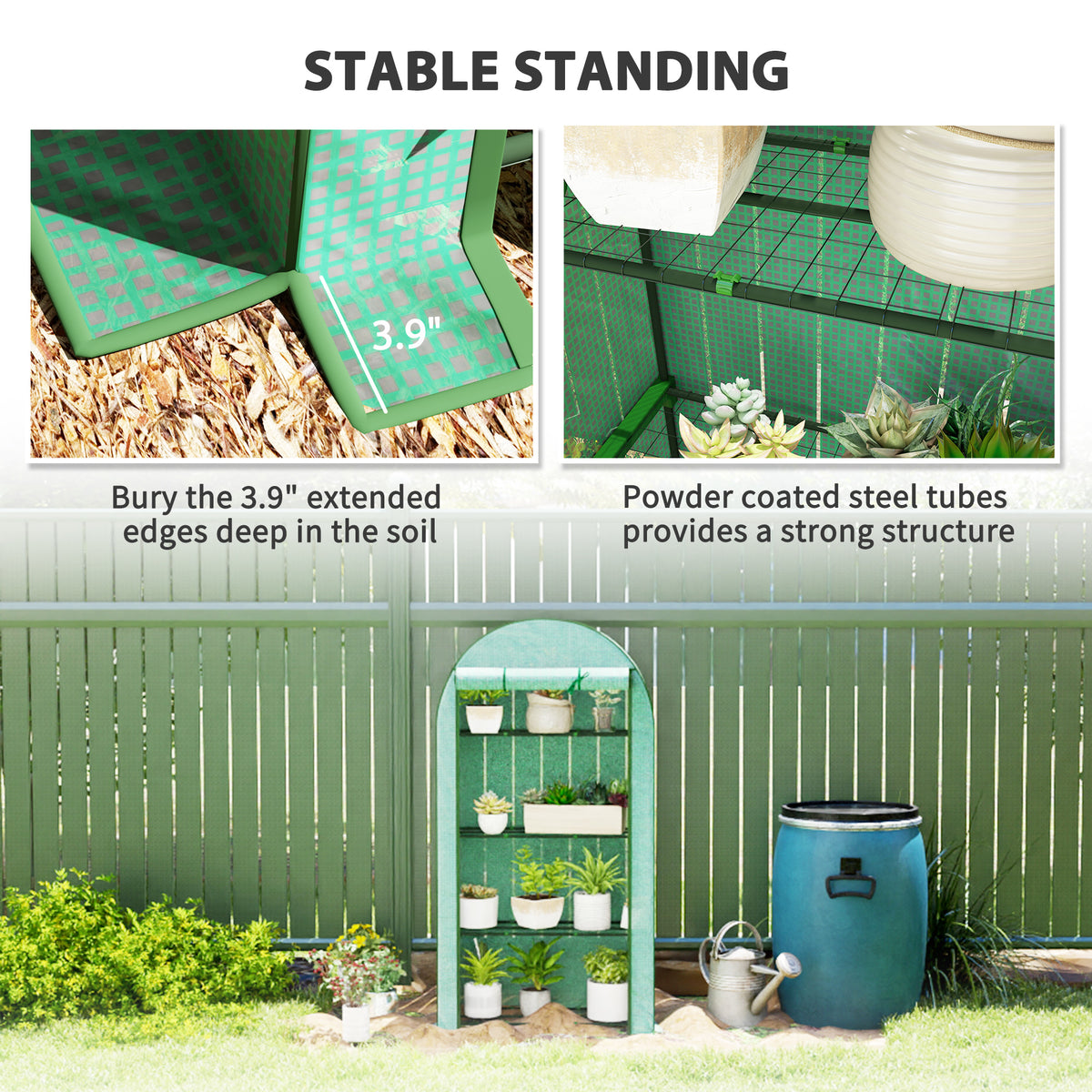 Mini Greenhouse, Portable Greenhouse With 4 Tier Shelves, Roll-up Door