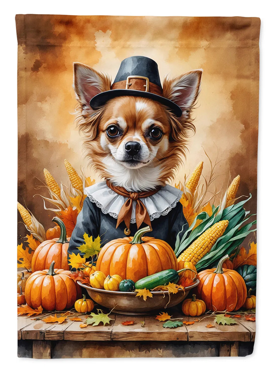 Chihuahua Thanksgiving House Flag Large Porch Sleeve Pole Decorative
