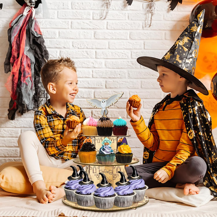 3 Tier Round Cupcake Stand, Magical Dessert Display Holder For Wizard