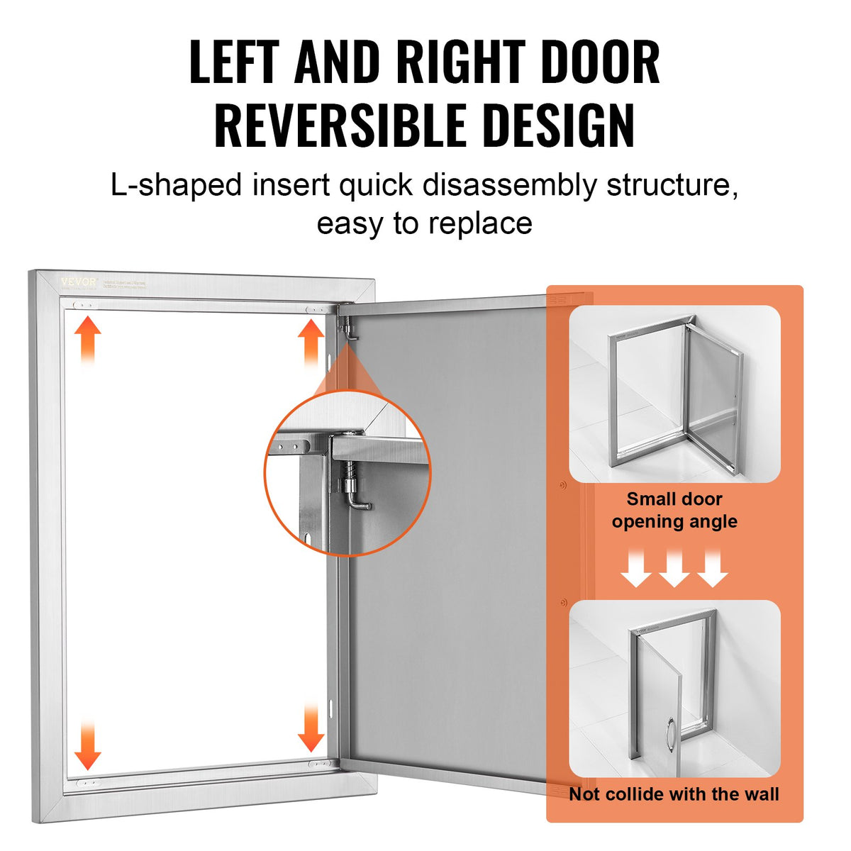 BBQ Access Door, 16W X 22H Inch Single Outdoor Kitchen Door, Stainless
