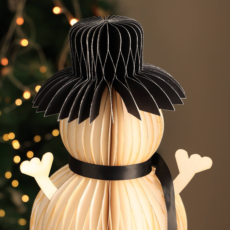Honeycomb Handmade Paper Snowman -white-festive