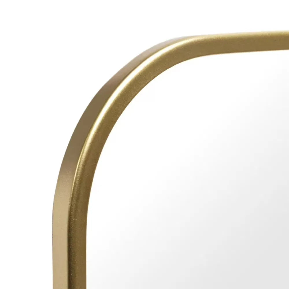 Round Edge Tabletop Easel Mirror With A Modern Gold Finish Vanity