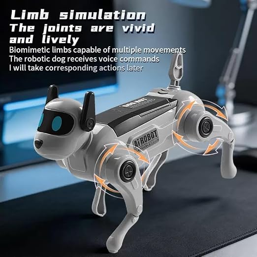 DIY Voice-controlled Robot Dog Assembly Kit With Movable Limbs, Gray