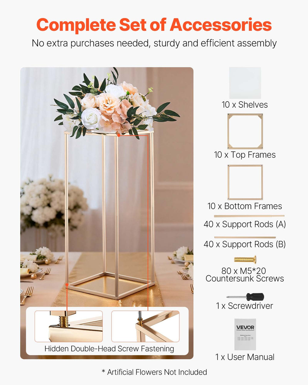 Wedding Flower Stand, 10PCS 23.62-inch Column Flower Stand, Floral