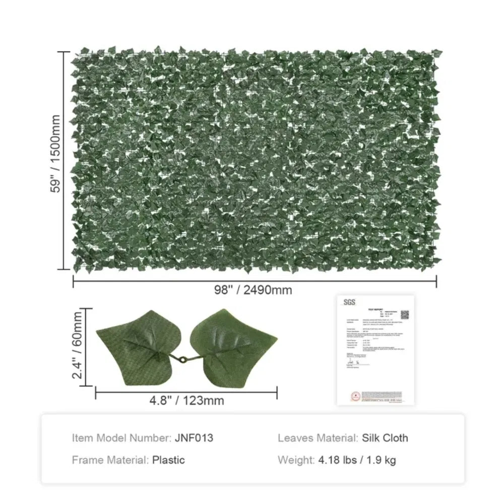 59"x98" Artificial Faux Ivy Leaf Privacy Fence Screen Decor Panel Hedge