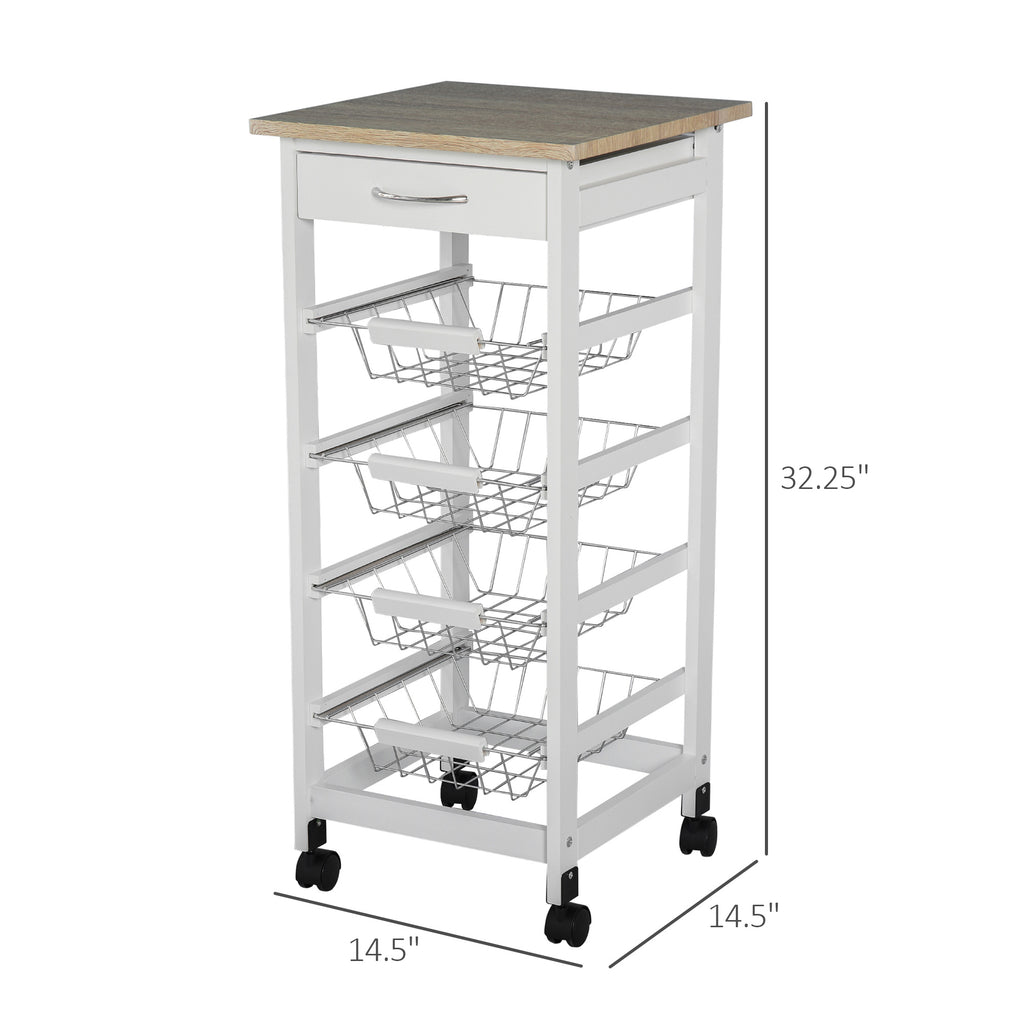 Mobile Kitchen Cart, Rolling Kitchen Island With Storage, Solid Wood