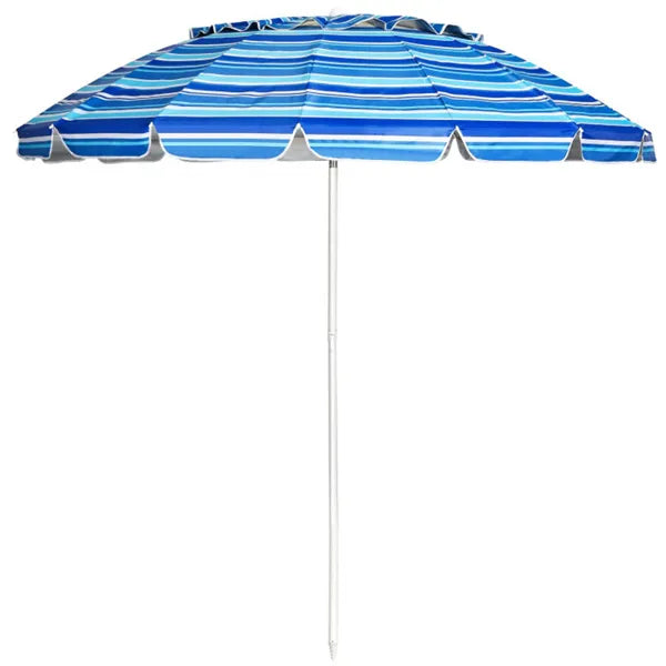 8 Ft Beach Umbrella With UV Protection – 16-Ribbed Windproof Frame