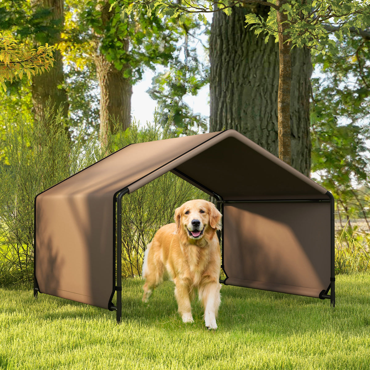 Portable Dog Tent Water Resistant For Outdoor Shade Protection, Brown