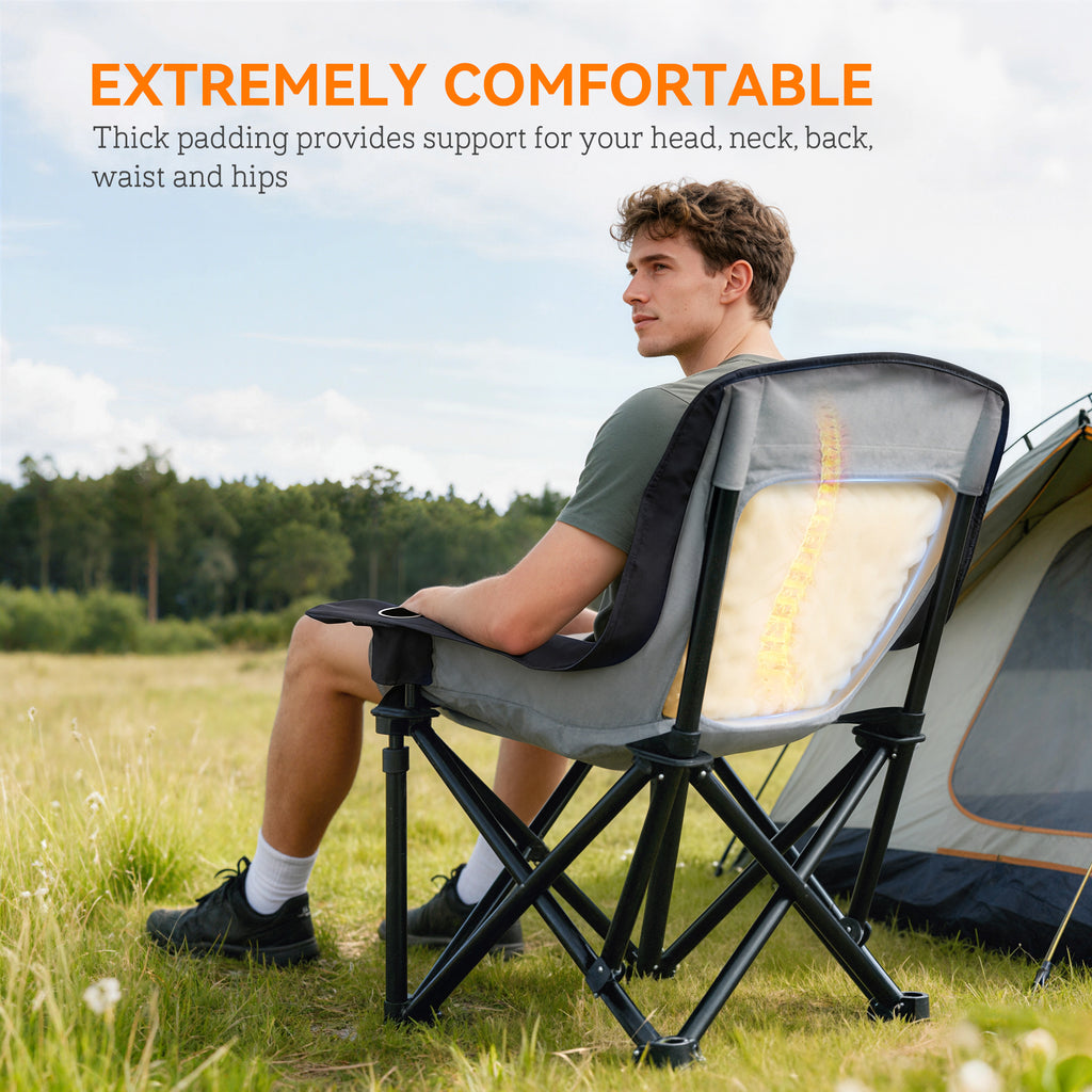 Padded Folding Camping Chair with Cup Holders