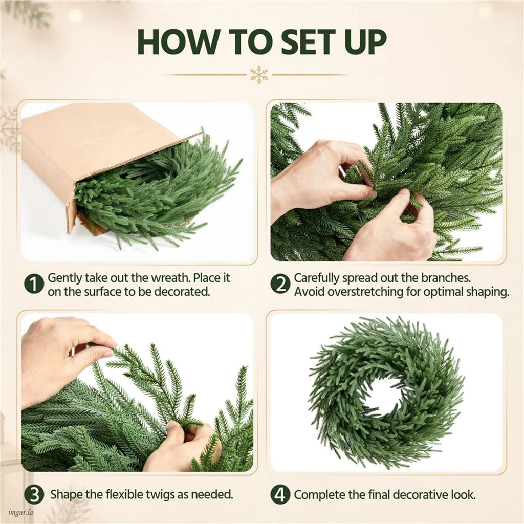 26 Inch Artificial Christmas Wreath Withnaturalvine Base, Green
