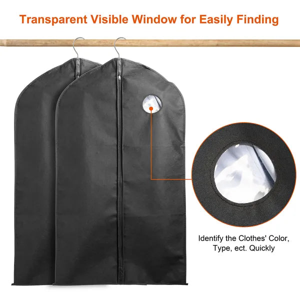 5Pcs 39" Garment Bags Hanging Suit Bags Covers Breathable With Full