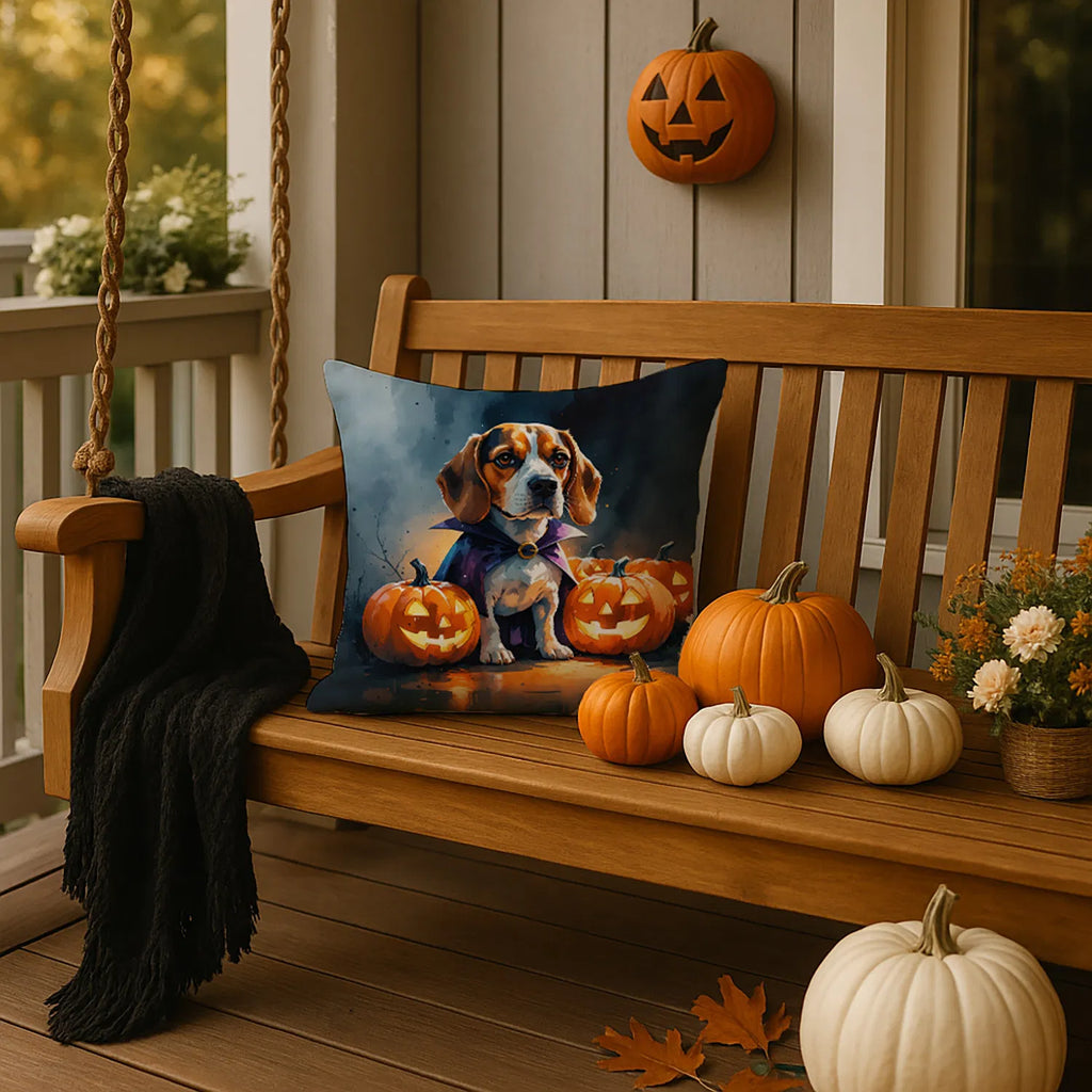 Beagle Puppy Halloween Throw Pillow Machine Washable, Indoor Outdoor
