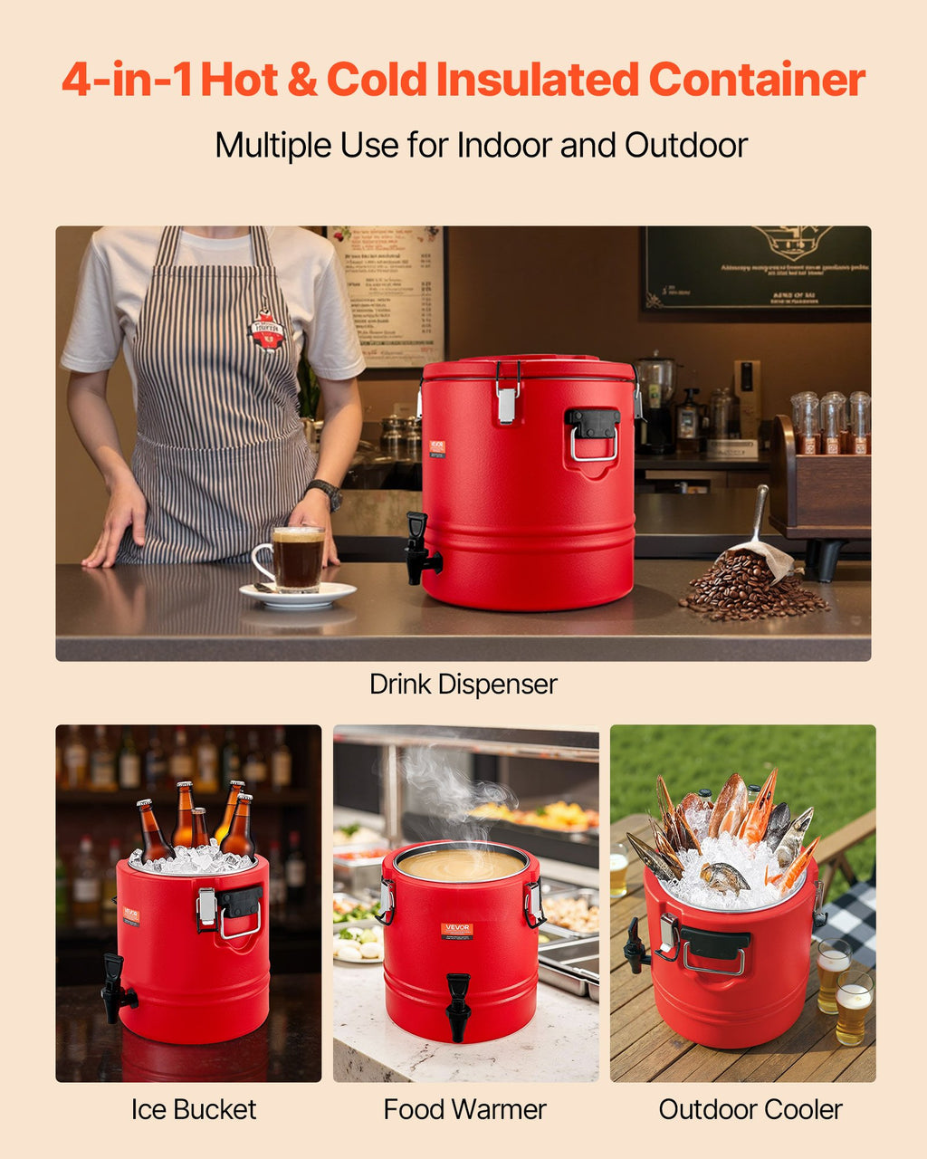 Insulated Beverage Dispenser For And Cold Drinks 8 Gal/30L Cooler Jug