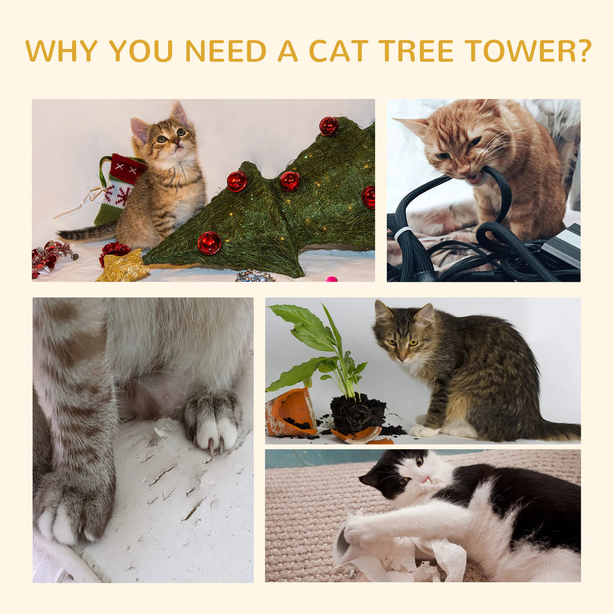 8.5ft Cat Climbing Tree 5-Tier Kitty Activity Center With Scratching