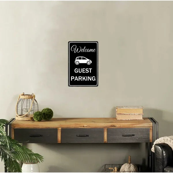 Vintage Welcome Coach Bus Metal Tin Sign Black & White Garage Shop