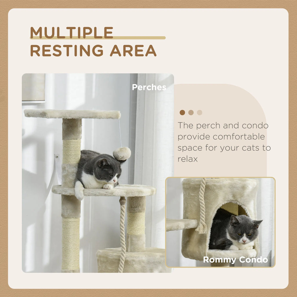 46" Scratching Cat Tree Multi Level Activity Center Kitty Condo