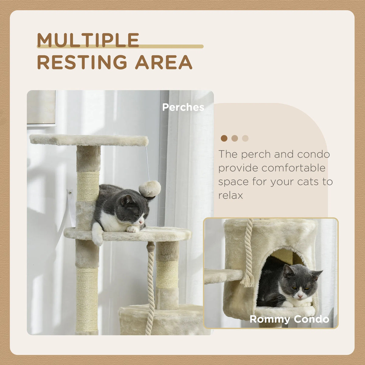 46" Scratching Cat Tree Multi Level Activity Center Kitty Condo